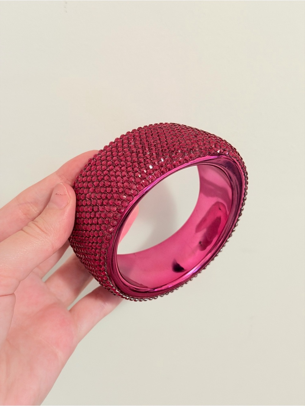 Y2K Pink Crystal Rhinestone Bangle Bracelet - Women Jewelry
